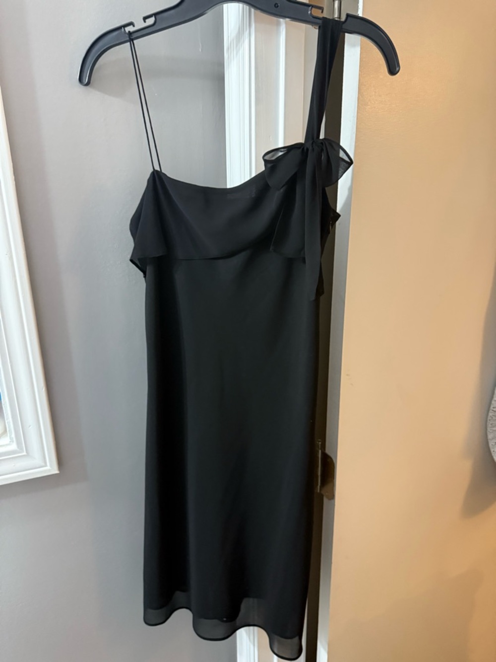 LOFT Black One-Shoulder Bow-Accent Dress